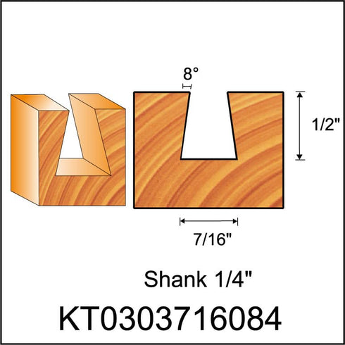 Router Bits, Carbide Tipped 8-Degree Dovetail Bit for Joinery, Industrial Grade Blue Cutting Tools for Woodworking (1/4 Inch Shank x 7/16 Inch Dia...