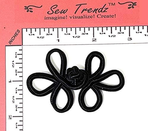 Chinese Frogs Button Closures Hook & Eye Fastener - Sewing Quilting Renaissance Dance Hawaiian Bridal Costumes Outfit Drapery Decor- Black -2.5"x1...