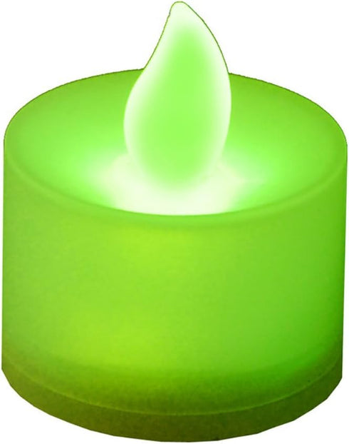 LumaBase Battery Operated Tea Light Candles, Green - Set of 12...