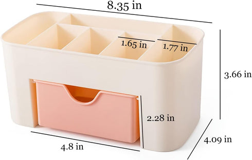 Makeup Desk Organizer Storage Box with 1 Drawer, Bathroom Countertop Organizer for Cosmetics, Dresser Storage Vanity Box for Lipstick, Brushes, Lo...