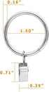 44 Pack Curtain Rings with Clips Hooks, Silver Drapery Clips with Rings Stainless Steel Metal 1.5 inch Curtain Hangers Clips, Fits Diameter 1.2 in...