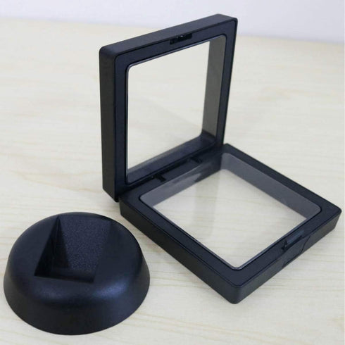 Set of 2 Challenge Coins Display Stand, 3D Floating Clear Case, Jewelry, Specimen, Military Medal Holder Frame...