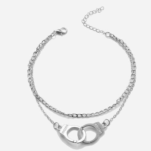 Boho Handcuffs Ankle Bracelet Silver Layered Anklet Chain Fashion Foot Jewelry Summer Beach for Women...
