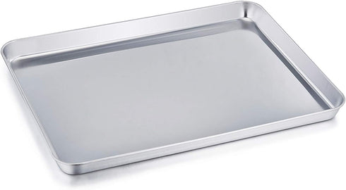 TeamFar Baking Sheet, Stainless Steel Baking Pan Cookie Sheet, Healthy & Non Toxic, Rust Free & Less Stick, Easy Clean & Dishwasher Safe...