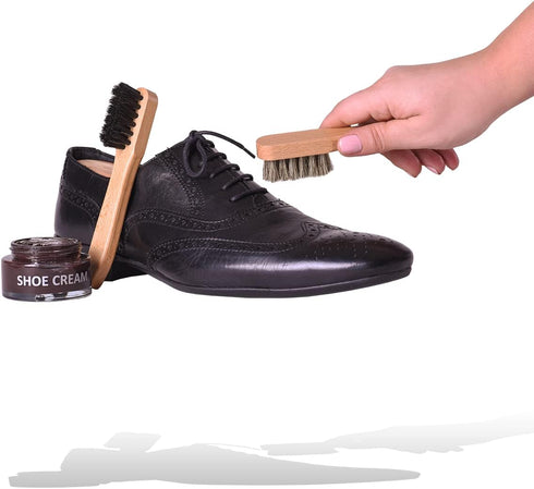 Valentino Garemi Shoe Polish Applicator Brush Set | Dauber Leather Footwear Creamer | Genuine Horse Hair Made in Germany...
