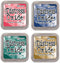 Tim Holtz Ranger Distress Oxide Ink Bundle - Four 3" x 3" Pads (M - Merry : Festive Berries, Chipped Sapphire, Pine Needles, and Brushed Corduroy)...