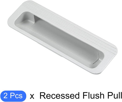 Recessed Flush Pull Handle (110x37x16mm) 2Pcs, Plastic Rectangular Inset Hidden Handles - for Home Cupboard Door Drawer, Gray...