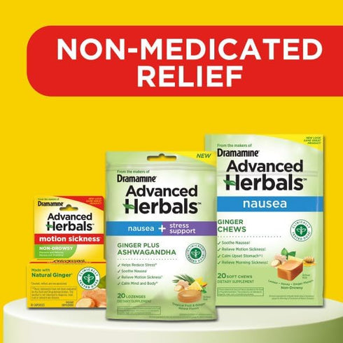 Dramamine Non-Drowsy Naturals Motion Sickness Relief | 18 Count | 4 Pack...