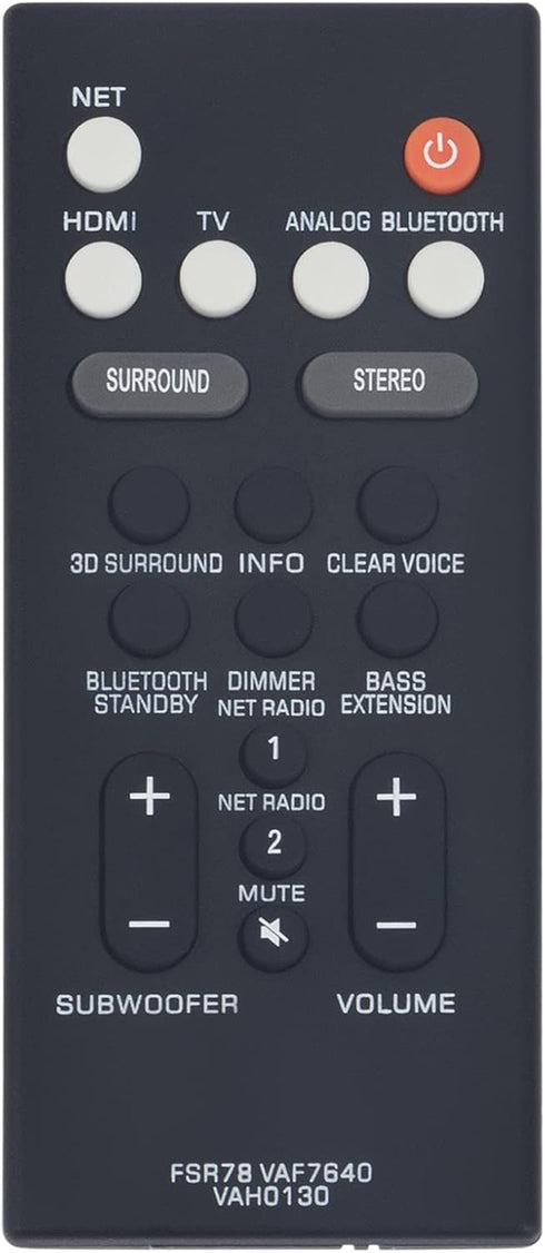 FSR78 VAF7640 VAH0130 Remote Control Replacement - WINFLIKE Soundbar Replace Remote Control fit for Yamaha Sound Bar FSR78 VAF7640 VAH0130 Remote ...