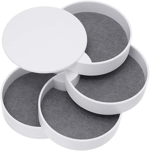 Jewelry Organizer Small Jewelry Storage Box 4-Layer Rotating Travel Jewelry Tray Holder for Women Bracelets Rings Bracelets Earrings (White)...