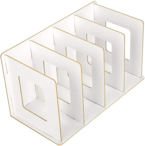 Fdit Wooden Desktop Bookshelf Rack Storage Shelf Bookcase for Home School Office Organizer(Warm White)...