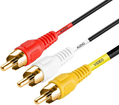Cmple - 3 RCA Cable 6 Feet Composite Three RCA Male to Male Audio Video Cables A/V Gold Plated Triple Plug to Plug Cord for VHS/DVD Players, TVs...