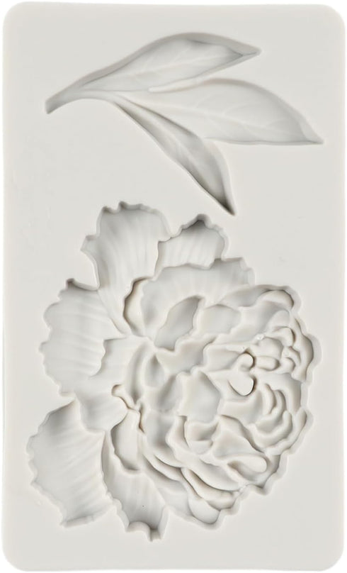 Peony Flower and Leaves Silicone Fondant Mold for Cake Decoration Chocolate Cupcake Topper Candy Sugar Craft Polymer Clay Gum Paste...