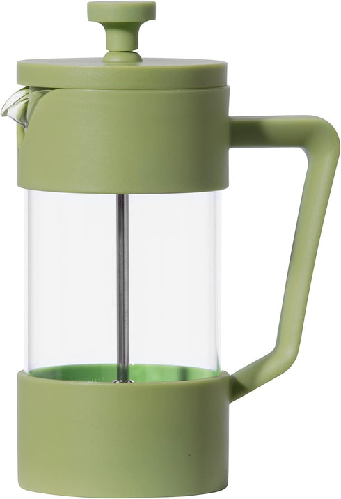 Oggi French Press Coffee Maker (12oz)- Borosilicate Glass, Coffee Press, Single Cup French Press, 3 cup Capacity, Olive...