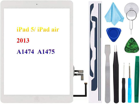 White Digitizer Repair Kit for iPad 5 A1474 A1475 A1476,iPad5 iPad Air 1st Touch Screen Digitizer Replacement Assembly -Inc Home Button +Camera Ho...