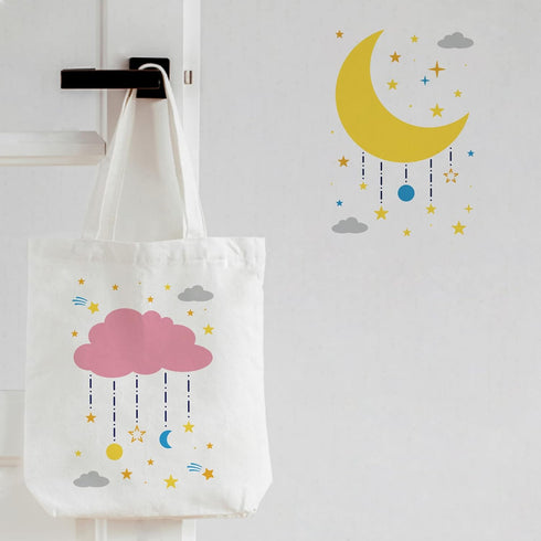 FINGERINSPIRE 6pcs Moon and Star Stencil, Clouds Stencil 11.7x8.3 inch Reusable Star Template, Good Night Baby Room Drawing Stencil for Painting o...