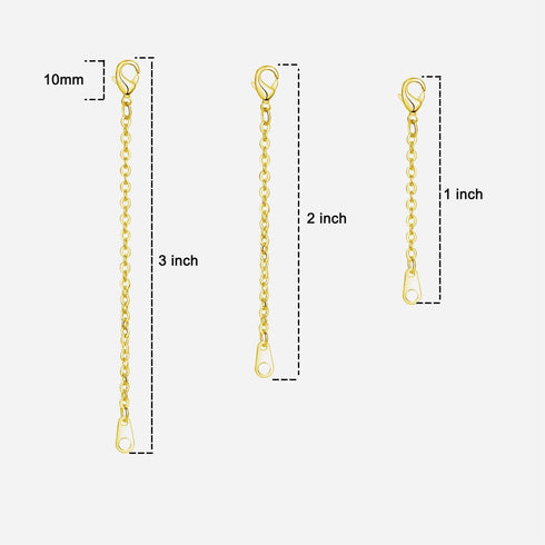 Gold Necklace Extenders Delicate 1",2",3" Inches Necklace Extension Chain Set for Necklaces Chokers Bracelets Anklets,2mm Width Chain Extender wit...