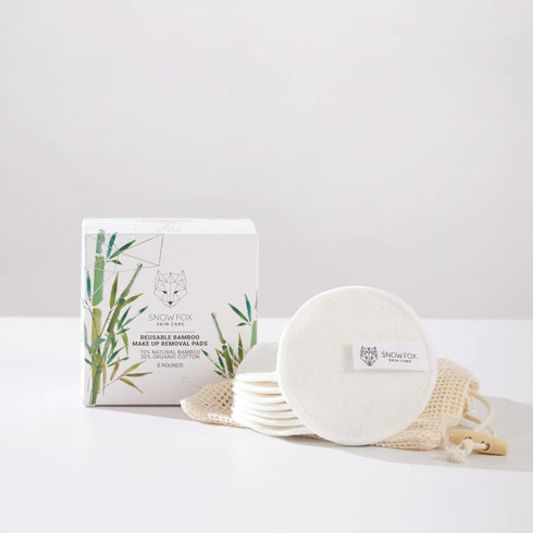 Snow Fox Skincare Reusable Bamboo Makeup Removal Pads, 8 Facial Rounds...