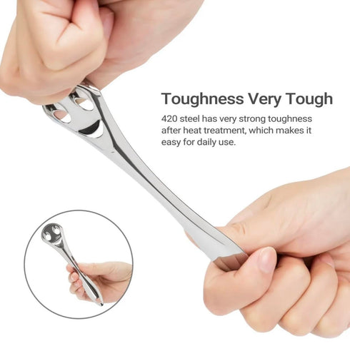 Tongue Scraper |Clean Tongue for Fresher Breath - 100% Stainless Steel Oral Hygiene ToolDesigned for both kids and adults, with travel case, Silve...