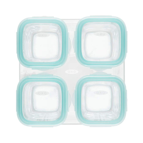 OXO Tot Glass Baby Blocks Food Storage Containers, Teal, 4 oz...