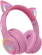 Headphones Cat Ear Wireless Bluetooth 5.3 60H Over Ear, 8H with Led Light Foldable Music Gaming Headset with Aux 3.5mm Mic for Game Pad Tablet Lap...