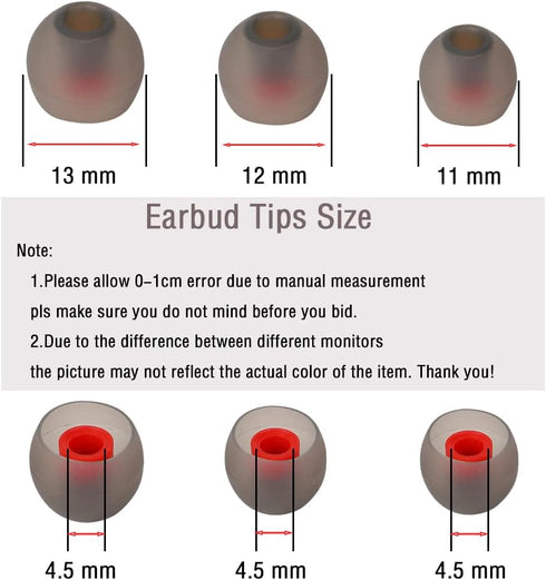 Replacement Earbud Tips Silicone Ear Tips for in- Ear Headphones Eartips Tips (Inner Hole from 3.8mm-5.5mm Earphones) Earbud Replacement Tips Earb...