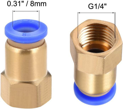 uxcell Push to Connect Tube Fitting Adapter 8mm Tube OD x G1/4 Female Straight Pneumatic Connecter Connect Pipe Fitting 4pcs...