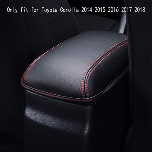Leegi AAGIILEEYO Car Armrest Box Cover Center Console Saver Covers for 2014 2015 2016 2017 2018 2019 Toyota Corolla,Black with Red Stitches...