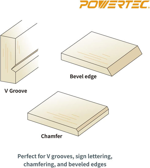 POWERTEC 73005 Solid Carbide Router Bit – V-Groove 60-Degree 1/4-Inch Diameter and 7/32-Inch Cutting Point Length...
