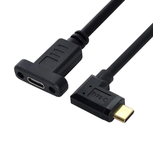 chenyang USB 3.1 Gen 2 10Gbps USB C Male to Female 90 Degree Right Angled Fast Charging Data Video Transfer Extension Cable with Panel Mount Hole ...
