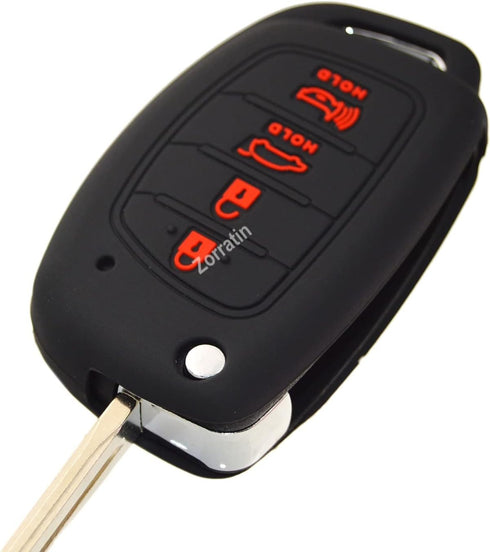 Zorratin Silicone Key Fob Cover Protectors for 4 Buttons Flip Key Hyundai Santa fe Sonata Tucson Tuscon TQ8-RKE-4F16...