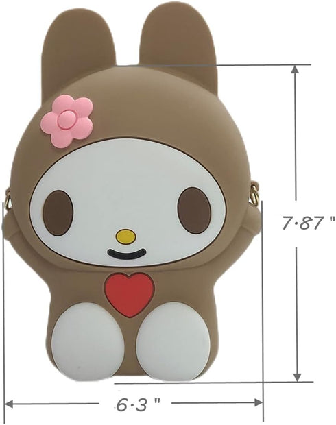 Cartoon Small Crossbody Bag for Teen girls Silicone Bunny Rabbit Purse Handbag Kids Waterproof Shoulder Bag...