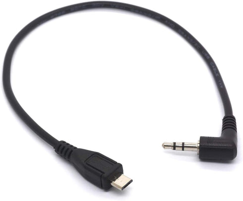 Angled 3.5 mm to Micro USB Cable Adapter - Convert Micro USB B 5 Pin Male to 3 Pole 3.5mm Male Jack Aux Audio for Intercom Tower Urban Samsung Gal...