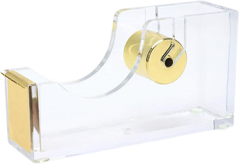 NatSumeBasics Tape Dispenser Desk Pure Gold Acrylic Washi Tapes Holder Dispenser for Aesthetic Office School Accessories Supplies (Clear Yellow Go...