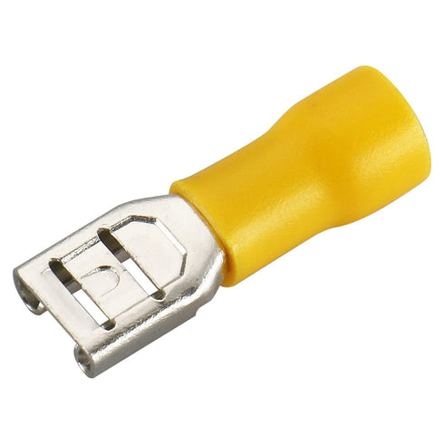 Baomain 1/4" Female quick disconnects vinyl Insulated Spade Wire Connector Electrical Crimp Terminal 12-10 AWG Yellow (200PCS)...