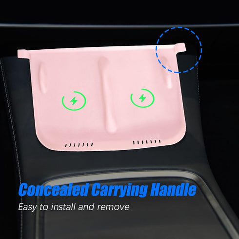 Center Console Wireless Charger Anti-Slip Silicone Mat, Waterproof Phone Pad for Wireless Charging, Car Interior Accessories Universal for Model 3...