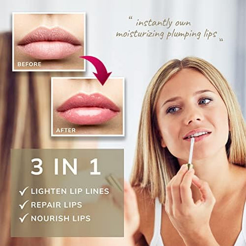 Lip Plumper Gloss: Clear Plumping Lip Gloss Hydrating with Hyaluronic Acid and Nourishing Ingredients to Smooth Lip Wrinkles...