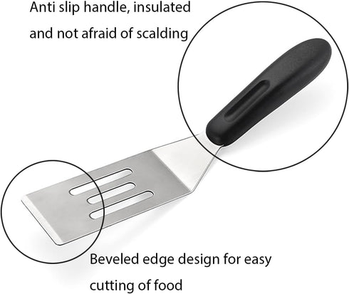 2 Pack Small Metal Spatula,Mini Spatula for Flipping, Cooking and Baking,Stainless Steel Brownie Spatula with Non-Slip Handle for kitchen Use...