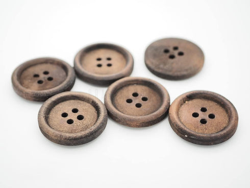 CRAFTMEMORE Wood Buttons 4 Holes Round Wooden Button for Garment Sewing DIY Crafts B08 (15mm, Dk.Brown 12pcs)...