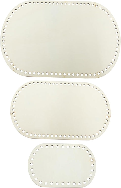 Waziaqoc 3PCS Wooden Basket Bottom, Wooden Crochet Bag Bottom Oval Wood Base for DIY Basket Weaving Supplies...