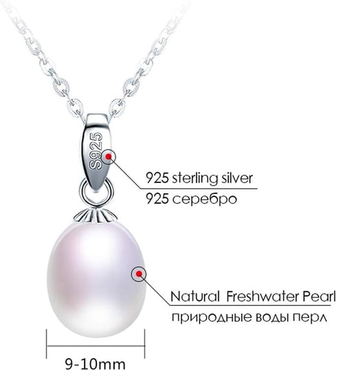 Genuine Pearl Jewelry Set Pearl Pendant Necklace &Pearl Earrings Set Zircon Dangle Drop Earrings S925 Sterling sliver Wedding Gift...