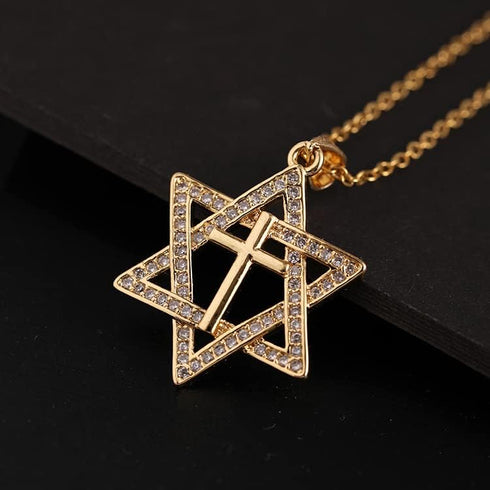 Star of David Necklace: Cross Necklace y2k | Six Point Star with Cross Necklace, Gothic Jewelry Gift for Women...