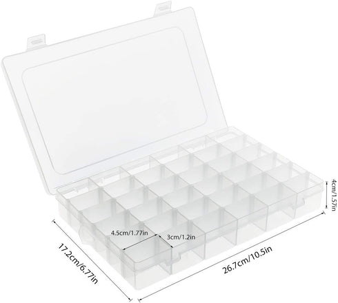 2Pack 36 Grids Plastic Organizer Box with Dividers, Craft Organizers and Storage Box for Craft Tackle Bead Thread Fishing Screws Nails Rock Washi ...