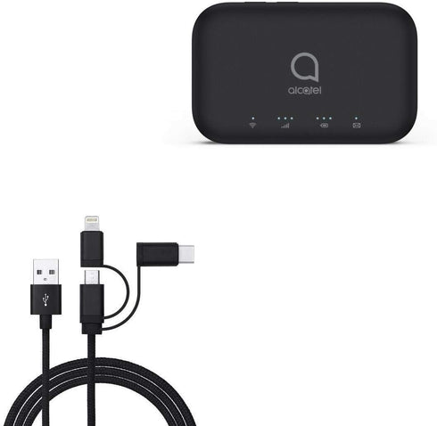 BoxWave Cable Compatible with Alcatel LINKZONE 2 Mobile Hotspot (Cable AllCharge 3-in-1 Cable for Alcatel LINKZONE 2 Mobile Hotspot - Jet Black...