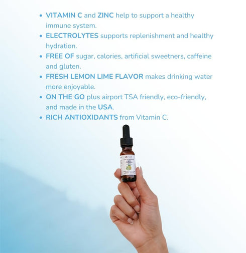 Pure Inventions Antioxidant Vitamin C + Electrolytes - Lemon Lime - Water Infusion Drops - No Sugar or Calories - 12 Servings - Trial Size...