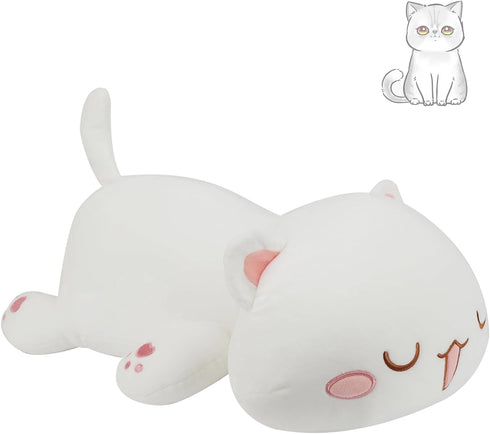 Super Soft 13.7" Cute Cat Kitten Doll Plush Toy Kawaii Anime Plush Cute Stuffed Animal Cat Toys for Kids Girls Boys Cat (White)...