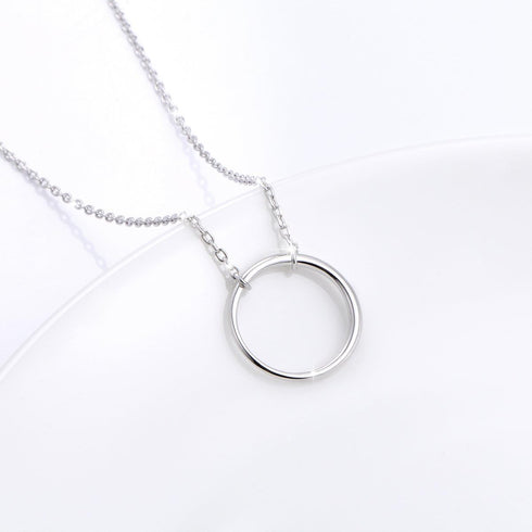 Ladytree S925 Sterling Silver Circle Necklace for Women Dainty Simple Open Circle Pendant Day Collar Style with Rolo Chain 18+2 Inch Trendy Silver...