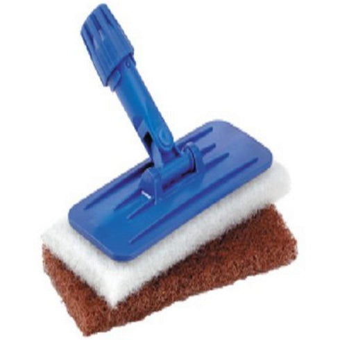 Tolco Universal Pad Holder with 2 Cleaning Pads, Heavy-Duty Swivel, 9" Height, 1.75" Width, Blue/White/Brown - Item 280138...