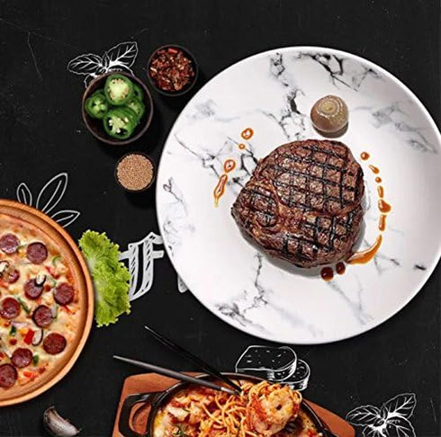 Marble Design Porcelain Dinner Accent Plates Set of 4 (8 inches)...