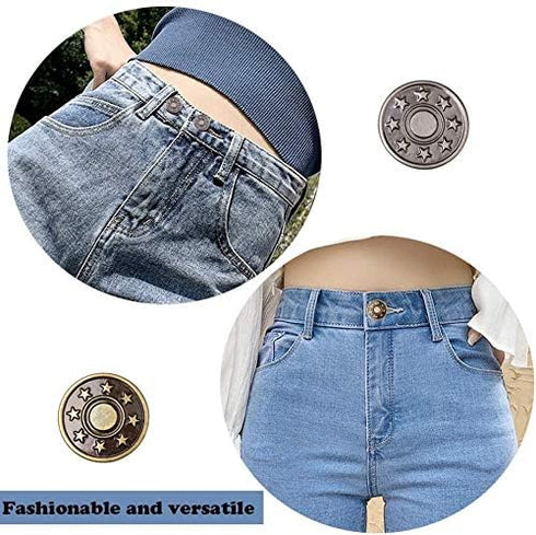12 Sets 17mm Replacement Jean Buttons - Instant & Adjustable Detachable Metal Buttons for Pants, Jackets, Bags & More...